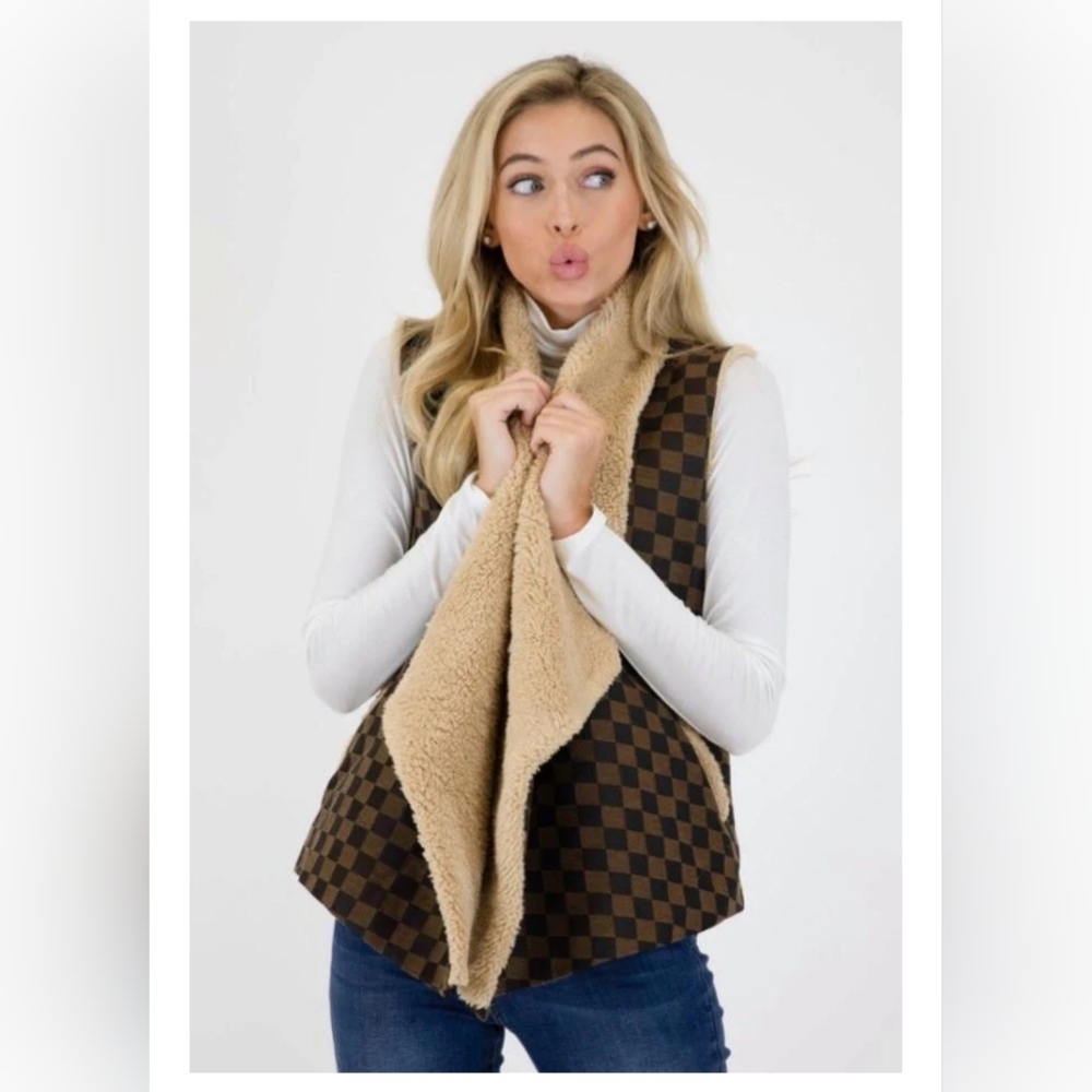 Judith March Tan Sherpa Vest